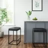 Vifah Riley Indoor Black Metal Faux Leather Bar Stools (Set of 2) - Vifah Riley Indoor Black Metal Faux Leather Bar Stools (Set of 2)