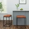 Vifah Riley Indoor Brown Metal Faux Leather Bar Stools (Set of 2) - Vifah Riley Indoor Brown Metal Faux Leather Bar Stools (Set of 2)