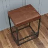Vifah Riley Indoor Brown Metal Faux Leather Bar Stools - Top Angle - Vifah Riley Indoor Brown Metal Faux Leather Bar Stools - Top Angle