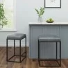 Vifah Riley Indoor Gray Metal Faux Leather Bar Stools (Set of 2) - Vifah Riley Indoor Gray Metal Faux Leather Bar Stools (Set of 2)