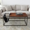  Vifah Riley Indoor Walnut Sofa Table with Metal Frame and Canvas Hanger - Front View