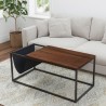  Vifah Riley Indoor Walnut Sofa Table with Metal Frame and Canvas Hanger - Top Angled