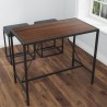 Vifah Riley Indoor Walnut Metal Pub Dining Table with Metal Frame - Angled