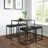  Vifah Riley Mid-Century 5-Piece Indoor Walnut Metal Bar Set with Black Seats - Angled -  Vifah Riley Mid-Century 5-Piece Indoor Walnut Metal Bar Set with Black Seats - Angled