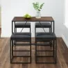  Vifah Riley Mid-Century 5-Piece Indoor Walnut Metal Bar Set with Black Seats - Front -  Vifah Riley Mid-Century 5-Piece Indoor Walnut Metal Bar Set with Black Seats - Front