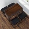  Vifah Riley Mid-Century 5-Piece Indoor Walnut Metal Bar Set with Black Seats - Top Angled