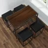  Vifah Riley Mid-Century 5-Piece Indoor Walnut Metal Bar Set with Black Seats - Top Angled -  Vifah Riley Mid-Century 5-Piece Indoor Walnut Metal Bar Set with Black Seats - Top Angled