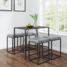  Vifah Riley Mid-Century 5-Piece Indoor Walnut Metal Bar Set with Gray Seats - Angled