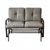 Bellini Home and Garden Tolentino Loveseat Glider with Cushion- Brown Frame/Tan Cushion