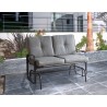 Bellini Home and Garden Tolentino Loveseat Glider with Cushion- Brown Frame/Tan Cushion Outdoor View
