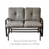 Bellini Home and Garden Tolentino Loveseat Glider with Cushion- Brown Frame/Tan Cushion Front View