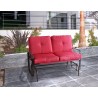 Bellini Home and Garden Tolentino Loveseat Glider with Cushion- Brown Frame/Red Cushion Outdoor View