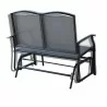 Bellini Home and Garden Devani Loveseat Glider- Black Frame/Mixed Grey Mesh Back Side View - Bellini Home and Garden Devani Loveseat Glider- Black Frame/Mixed Grey Mesh Back Side View