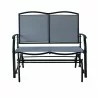 Bellini Home and Garden Devani Loveseat Glider- Black Frame/Mixed Grey Mesh Front View - Bellini Home and Garden Devani Loveseat Glider- Black Frame/Mixed Grey Mesh Front View