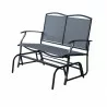 Bellini Home and Garden Devani Loveseat Glider- Black Frame/Mixed Grey Mesh Side View - Bellini Home and Garden Devani Loveseat Glider- Black Frame/Mixed Grey Mesh Side View
