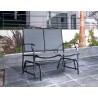Bellini Home and Garden Devani Loveseat Glider- Black Frame/Mixed Grey Mesh Outdoor Side View