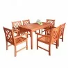 Malibu Outdoor 7-piece Wood Patio Dining Set - White BG - Malibu Outdoor 7-piece Wood Patio Dining Set - White BG