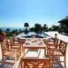 Malibu Outdoor 7-piece Wood Patio Dining Set - Lifestyle - Malibu Outdoor 7-piece Wood Patio Dining Set - Lifestyle