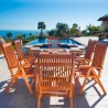Malibu Outdoor 7-piece Wood Patio Dining Set with Reclining Chairs - Lifestyle