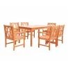 Malibu Eco-friendly 7-piece Outdoor Hardwood Dining Set with Rectangle Table and Arm Chairs - Angled - Malibu Eco-friendly 7-piece Outdoor Hardwood Dining Set with Rectangle Table and Arm Chairs - Angled