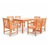 Malibu Eco-friendly 7-piece Outdoor Hardwood Dining Set with Rectangle Table and Arm Chairs - Malibu Eco-friendly 7-piece Outdoor Hardwood Dining Set with Rectangle Table and Arm Chairs