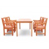 Malibu Eco-friendly 5-piece Outdoor Hardwood Dining Set with Rectangle Table and Arm Chairs - Front