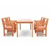 Malibu Eco-friendly 5-piece Outdoor Hardwood Dining Set with Rectangle Table and Arm Chairs - Front - Malibu Eco-friendly 5-piece Outdoor Hardwood Dining Set with Rectangle Table and Arm Chairs - Front