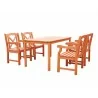 Malibu Eco-friendly 5-piece Outdoor Hardwood Dining Set with Rectangle Table and Arm Chairs - Malibu Eco-friendly 5-piece Outdoor Hardwood Dining Set with Rectangle Table and Arm Chairs