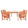 Malibu Eco-friendly 5-piece Outdoor Hardwood Dining Set with Rectangle Table and Arm Chairs