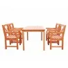 Malibu Eco-friendly 5-piece Outdoor Hardwood Dining Set with Rectangle Table and Arm Chairs - Malibu Eco-friendly 5-piece Outdoor Hardwood Dining Set with Rectangle Table and Arm Chairs