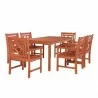 Malibu Outdoor 7-piece Wood Patio Rectangular Table Dining Set - White BG - Malibu Outdoor 7-piece Wood Patio Rectangular Table Dining Set - White BG