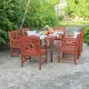 Malibu Outdoor 7-piece Wood Patio Rectangular Table Dining Set - Lifestyle - Malibu Outdoor 7-piece Wood Patio Rectangular Table Dining Set - Lifestyle