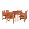 Malibu Outdoor 7-piece Wood Patio Rectangular Table Dining Set - White BG - Malibu Outdoor 7-piece Wood Patio Rectangular Table Dining Set - White BG