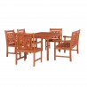 Malibu Outdoor 6-piece Wood Patio Rectangular Table Dining Set - White BG
