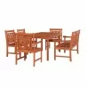 Malibu Outdoor 6-piece Wood Patio Rectangular Table Dining Set - White BG - Malibu Outdoor 6-piece Wood Patio Rectangular Table Dining Set - White BG