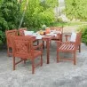 Malibu Outdoor 6-piece Wood Patio Rectangular Table Dining Set - Lifestyle - Malibu Outdoor 6-piece Wood Patio Rectangular Table Dining Set - Lifestyle