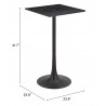 Valleta Bar Table in Black- table dimension