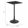 Valleta Bar Table in Black- table dimension - Valleta Bar Table in Black- table dimension