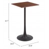 Valleta Bar Table in Brown- table dimension