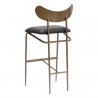 Sunpan Gibbons Barstool in Antique Brass - Charcoal Black Leather - Back Side Angle