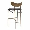 Sunpan Gibbons Barstool in Antique Brass - Charcoal Black Leather - Back Side Angle - Sunpan Gibbons Barstool in Antique Brass - Charcoal Black Leather - Back Side Angle