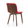 Vela Chair In Red PU Upholstery With Walnut Back - Back