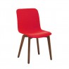Vela Chair In Red PU Upholstery With Walnut Back - Front