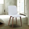 Vela Chair In White PU Upholstery With Walnut Back - Lifestyle