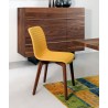 Vela Chair In Yellow PU Upholstery With Walnut Back - Lifestyle