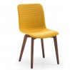 Vela Chair In Yellow PU Upholstery With Walnut Back - Front