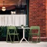 Compamia Dream Folding Outdoor Bistro Set with White Table and 2 Olive Green Chairs, White Table and 2 Red Chairs, Lifestyle 2