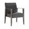 Sunpan Earl Dining Armchair in Ash Grey - Brentwood Charcoal Leather - Front Side Angle