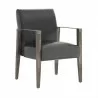 Sunpan Earl Dining Armchair in Ash Grey - Brentwood Charcoal Leather - Front Side Angle - Sunpan Earl Dining Armchair in Ash Grey - Brentwood Charcoal Leather - Front Side Angle