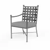 Provence Dining Chair in Canvas Granite w/ Self Welt - Front Side Angle - Provence Dining Chair in Canvas Granite w/ Self Welt - Front Side Angle